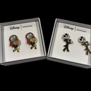 DISNEY SET Jack Skellington & Sally Articulated Crystal-Studded Earrings NEW NWT